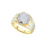 10kt Yellow Two-tone Gold Mens Round Diamond Cross Cluster Ring 1/4 Cttw 40654 - shirin-diamonds