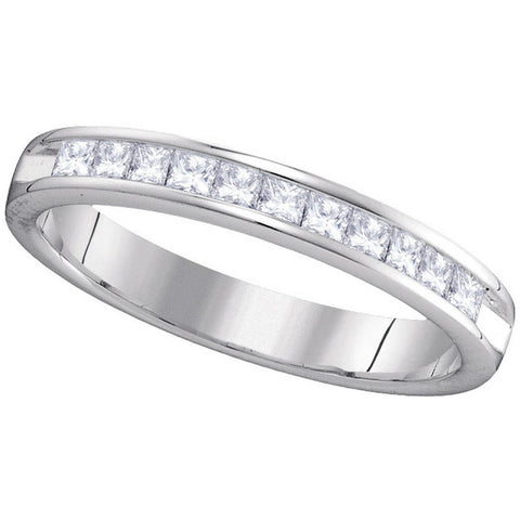 14kt White Gold Womens Princess Diamond 3mm Wedding Band Ring 1/2 Cttw 40741 - shirin-diamonds