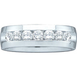 14kt White Gold Mens Round Channel-set Diamond Wedding Band Ring 1/4 Cttw 40782 - shirin-diamonds