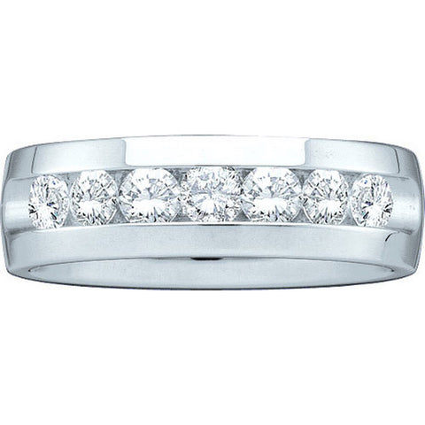 14kt White Gold Mens Round Channel-set Diamond Wedding Band Ring 1/4 Cttw 40782 - shirin-diamonds