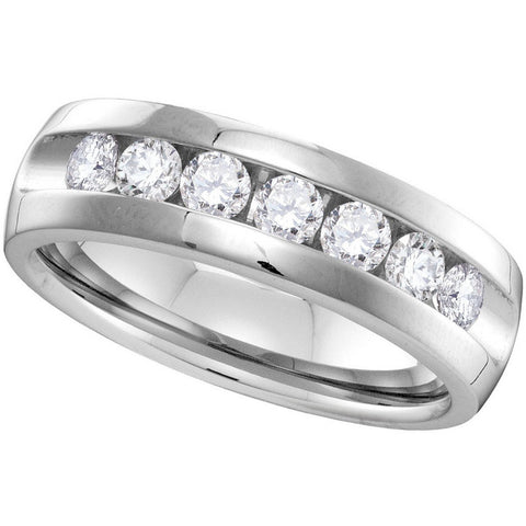 14kt White Gold Mens Round Channel-set Diamond Wedding Band Ring 1.00 Cttw 40784 - shirin-diamonds
