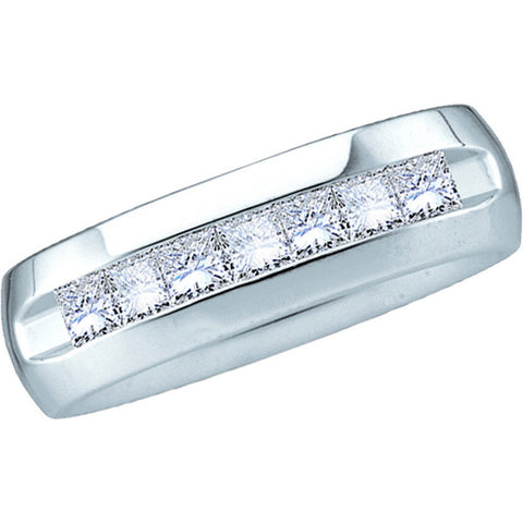 14kt White Gold Mens Princess Channel-set Diamond 6mm Wedding Band Ring 1.00 Cttw 40789 - shirin-diamonds