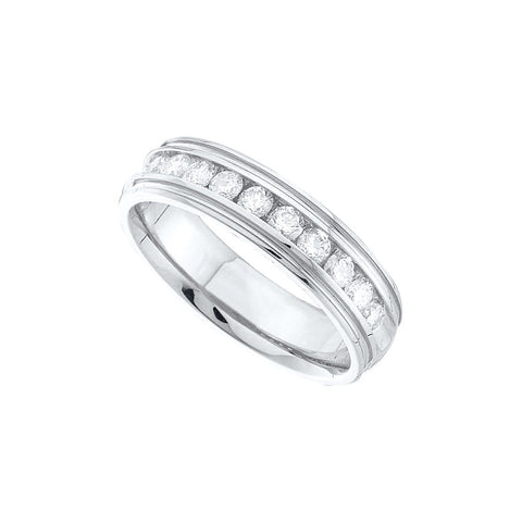 14kt White Gold Mens Round Diamond Band Wedding Anniversary Ring 1/4 Cttw 40796 - shirin-diamonds