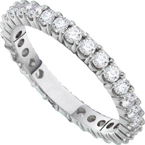 14kt White Gold Womens Round Pave-set Diamond Eternity Wedding Anniversary Band 1/2 Cttw 40800 - shirin-diamonds
