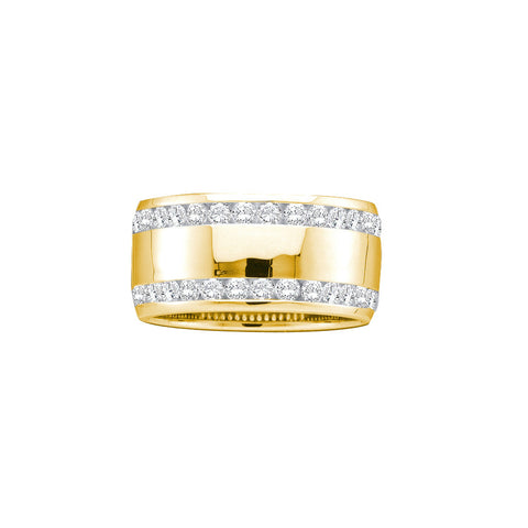 14kt Yellow Gold Womens Round Diamond Double Row Eternity Wedding Band 1.00 Cttw 40892 - shirin-diamonds