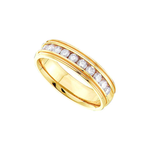 14kt Yellow Gold Womens Round Channel-set Diamond Ridged Edges Wedding Band 1/4 Cttw 40904 - shirin-diamonds