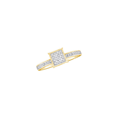 10kt Yellow Gold Womens Round Diamond Square Cluster Ring 1/10 Cttw 41964 - shirin-diamonds