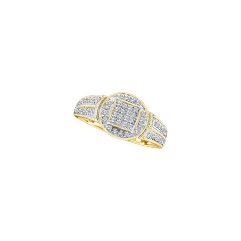 10kt Yellow Gold Womens Round Diamond Circle Frame Cluster Ring 1/5 Cttw 41992 - shirin-diamonds