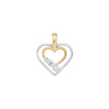14kt Yellow Two-tone Gold Womens Round Diamond Double Heart Outline Pendant .03 Cttw 42081 - shirin-diamonds