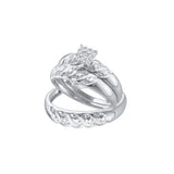 10kt White Gold His & Hers Round Diamond Cluster Matching Bridal Wedding Ring Band Set 1/10 Cttw 42105 - shirin-diamonds