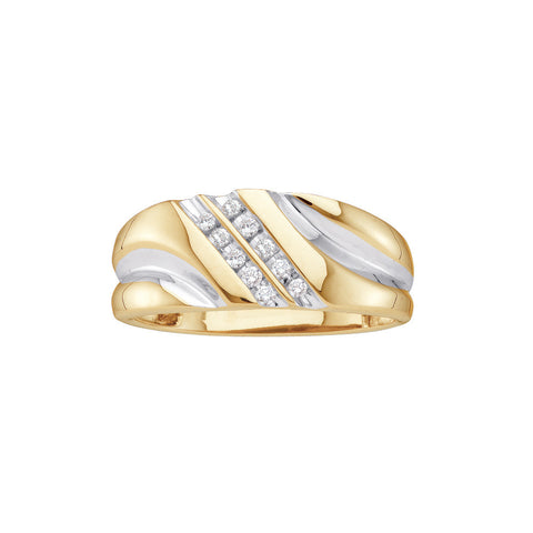 14kt Yellow Gold Mens Round Diamond Band Wedding Anniversary Ring 1/8 Cttw 42118 - shirin-diamonds