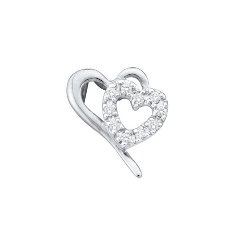 10kt White Gold Womens Round Diamond Small Dainty Heart Pendant 1/10 Cttw 43569 - shirin-diamonds