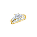 10kt Yellow Gold Womens Princess Diamond Bridal Wedding Engagement Ring Band Set 1.00 Cttw 43586 - shirin-diamonds