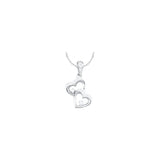 14k White Gold Womens Diamond Double Heart Love Pendant 1/6 Cttw 43630 - shirin-diamonds