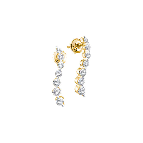 14kt Yellow Gold Womens Round Diamond Graduated Journey Screwback Earrings 1/2 Cttw 43660 - shirin-diamonds