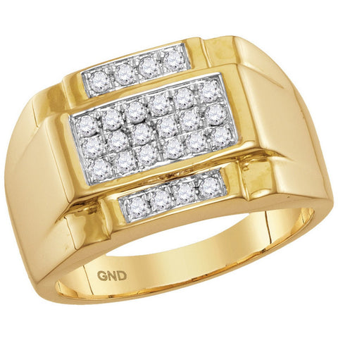 10kt Yellow Gold Mens Round Diamond Square Cluster Ring 1/2 Cttw 44276 - shirin-diamonds