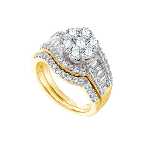 14kt Yellow Gold Womens Round Diamond Cluster Bridal Wedding Engagement Ring Band Set 2.00 Cttw 44425 - shirin-diamonds