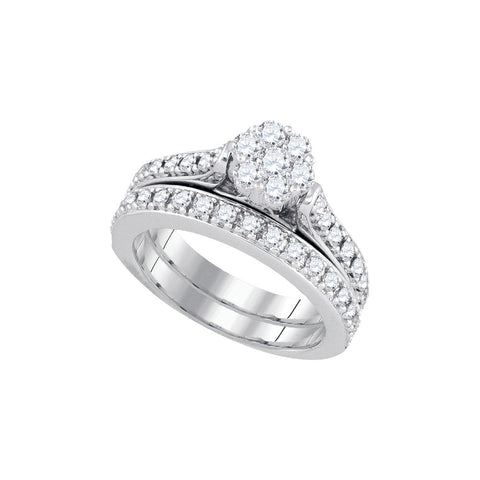 14kt White Gold Womens Round Diamond Bridal Wedding Engagement Ring Band Set 1.00 Cttw 44554 - shirin-diamonds