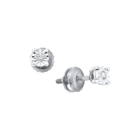 10kt White Gold Womens Round Diamond Solitaire Illusion Earrings 1/20 Cttw 45150 - shirin-diamonds