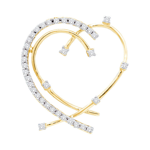 14kt Yellow Gold Womens Round Diamond Wire Heart Pendant 1/5 Cttw 45667 - shirin-diamonds
