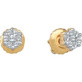 10k Yellow Gold Round Diamond Flower Cluster Womens Screwback Stud Earrings 1/6 Cttw 45819 - shirin-diamonds