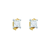 10kt Yellow Gold Womens Round Diamond Square-shape Stud Earrings 1/8 Cttw 45912 - shirin-diamonds