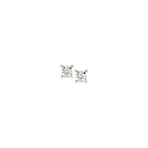 10kt Yellow Gold Womens Round Diamond Square Solitaire Stud Earrings 1/20 Cttw 45914 - shirin-diamonds