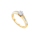10kt Yellow Gold Womens Round Diamond Flower Cluster Ring 1/4 Cttw 46146 - shirin-diamonds