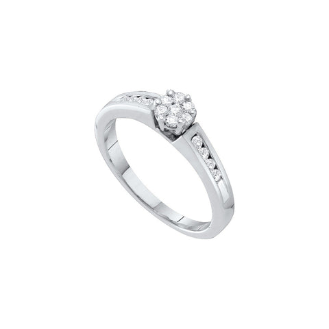 10kt White Gold Womens Round Diamond Flower Cluster Ring 1/4 Cttw 46147 - shirin-diamonds