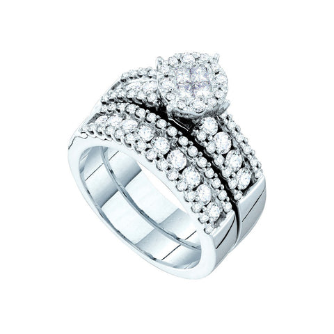 14kt White Gold Womens Princess Diamond Soleil Bridal Wedding Engagement Ring Band Set 1-3/4 Cttw 46324 - shirin-diamonds
