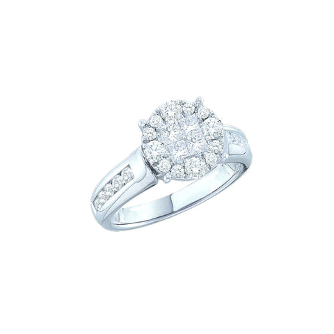 14kt White Gold Womens Princess Round Diamond Soleil Cluster Bridal Wedding Engagement Ring 1.00 Cttw 46417 - shirin-diamonds