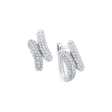 14kt White Gold Womens Round Diamond Bypass Huggie Hoop Earrings 1/2 Cttw 46581 - shirin-diamonds