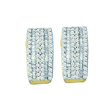 14kt Yellow Gold Womens Round Baguette Diamond Vertical Stripe Hoop Earrings 7/8 Cttw 46630 - shirin-diamonds