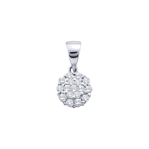 14kt White Gold Womens Round Diamond Flower Cluster Pendant 1/4 Cttw 46654 - shirin-diamonds