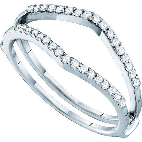 14kt White Gold Womens Round Diamond Ring Guard Wrap Enhancer Wedding Band 1/4 Cttw 46728 - shirin-diamonds