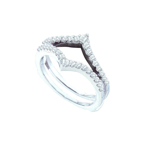 14kt White Gold Womens Round Diamond Ring Guard Wrap Enhancer Wedding Band 1/2 Cttw 46753 - shirin-diamonds