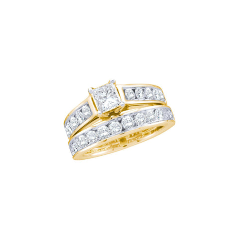 14kt Yellow Gold Womens Princess Diamond Bridal Wedding Engagement Ring Band Set 2.00 Cttw 46840 - shirin-diamonds