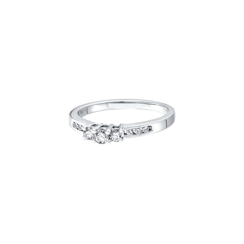 14kt White Gold Womens Round Diamond 3-stone Bridal Wedding Engagement Ring 1/4 Cttw 48070 - shirin-diamonds