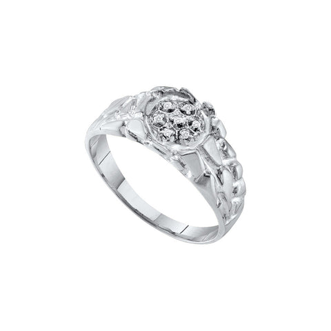 Sterling Silver Mens Round Diamond Cluster Nugget Ring 1/20 Cttw 48287 - shirin-diamonds
