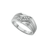Sterling Silver Mens Round Prong-set Diamond Diagonal Double Row Band Ring 1/10 Cttw 48296 - shirin-diamonds