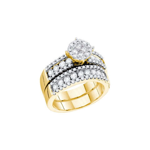14kt Yellow Gold Womens Princess Diamond Soleil Bridal Wedding Engagement Ring Band Set 1-3/4 Cttw 48576 - shirin-diamonds