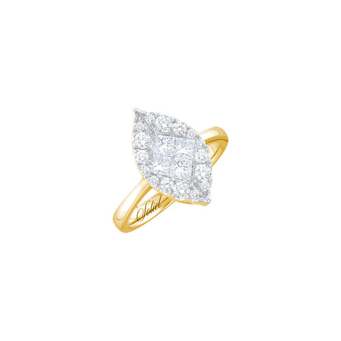 14kt Yellow Gold Womens Princess Diamond Marquise-shape Soleil Cluster Bridal Wedding Engagement Ring 1.00 Cttw 48797 - shirin-diamonds
