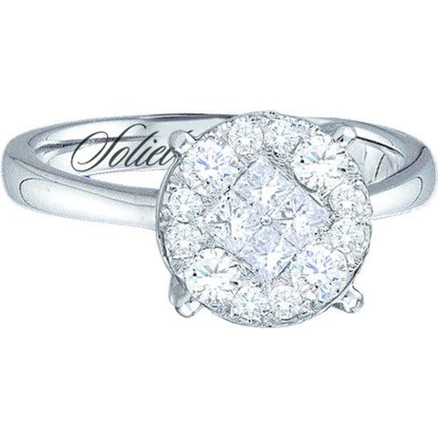 14kt White Gold Womens Princess Round Diamond Soleil Cluster Bridal Wedding Engagement Ring 2.00 Cttw 48803 - shirin-diamonds