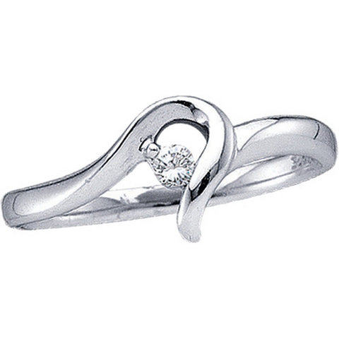 10kt White Gold Womens Round Diamond Solitaire Promise Bridal Ring 1/20 Cttw 48826 - shirin-diamonds