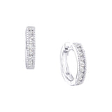 14k White Gold Round Channel-set Diamond Womens Small Hoop Milgrain-accent Fine Earrings 1/4 Cttw 49002 - shirin-diamonds
