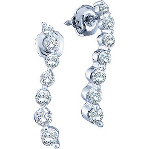 10kt White Gold Womens Round Diamond Graduated Journey Screwback Earrings 1/4 Cttw 49098 - shirin-diamonds