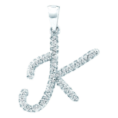 10kt White Gold Womens Round Diamond Letter K Pendant 1/6 Cttw 49776 - shirin-diamonds