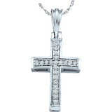 10kt White Gold Womens Round Diamond Cross Faith Pendant 1/12 Cttw 49871 - shirin-diamonds