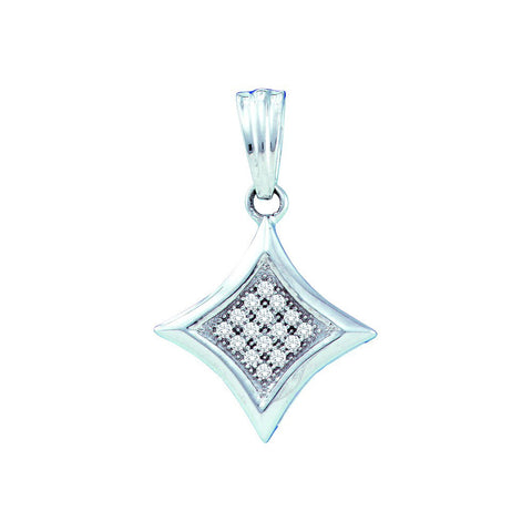 10kt White Gold Womens Round Diamond Diagonal Kite Square Cluster Pendant 1/20 Cttw 49893 - shirin-diamonds