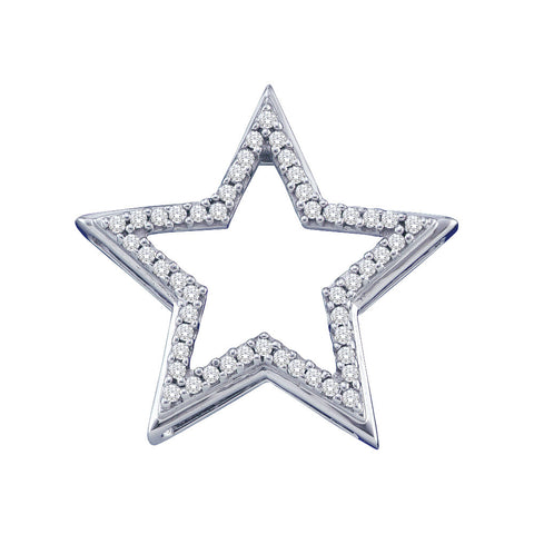 10kt White Gold Womens Round Diamond Star Frame Outline Pendant 1/6 Cttw 49909 - shirin-diamonds